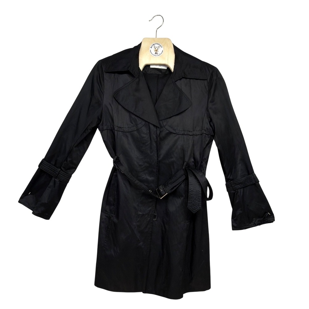 Hilary Radley New‎ York Black Trench Coat Belted Midi Womens Size 6